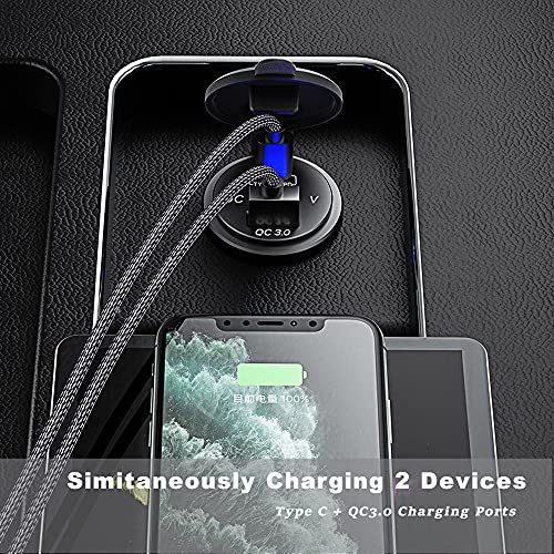 GemCoo 63W USB C Car Charger Socket, 45W PD Outlet 18W QC3.0 Charger 12V USB Cigarette Lighter Socket with LED Voltmeter for Car RV Boat Marine Truck Motorcycle - Image 3