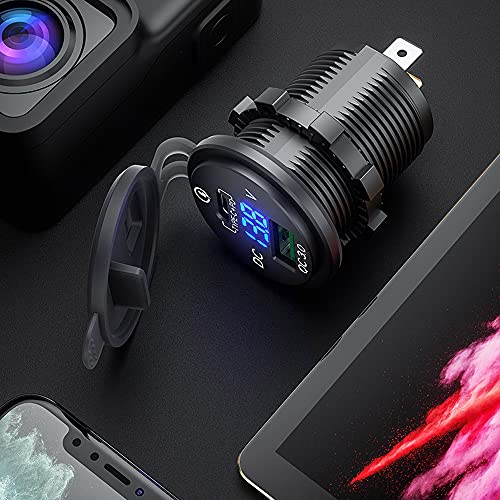 GemCoo 63W USB C Car Charger Socket, 45W PD Outlet 18W QC3.0 Charger 12V USB Cigarette Lighter Socket with LED Voltmeter for Car RV Boat Marine Truck Motorcycle - Image 4