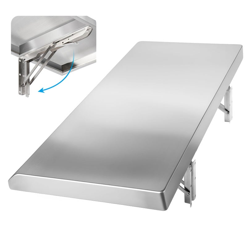 Toriexon Folding Concession Shelf 24" x 18", Stainless Steel Drop Down Serving Food Shelf for Concession Windows - Image 1