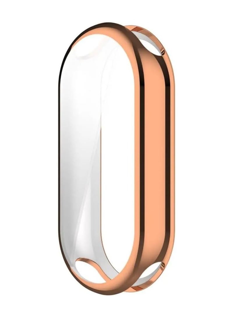 جراب واقي شاشة Xiaomi Smart Band 8، جراب واقي شاشة من السيليكون TPU، جراب حماية مضاد للخدش والغبار لـ Xiaomi Mi Band 8 (ذهبي وردي) - Image 2