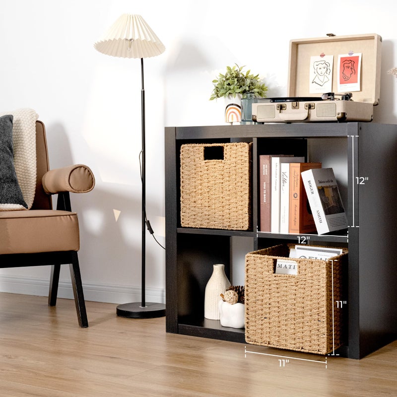 StorageWorks 11 inch Wicker Baskets, Handwoven Storage Cubes with Handles, Foldable Paper Rope Basket for Organizing, Natural, 2 Pack - Image 4