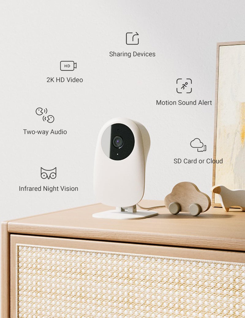 nooie Baby Monitor WiFi Smartphone, Baby Monitor with Camera and Audio 2.4GHz, Motion and Sound Detection, 2K HD Night Vision, Two-Way Audio, SD or Cloud Storage, Compatible with Alexa and Google - Image 2