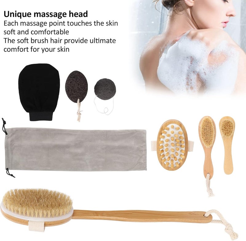 klarako Bath Brush Set,Multifunctional Back Scrubber Exfoliating Brushes Long Handle Massage Brush for Women Shower - Image 3