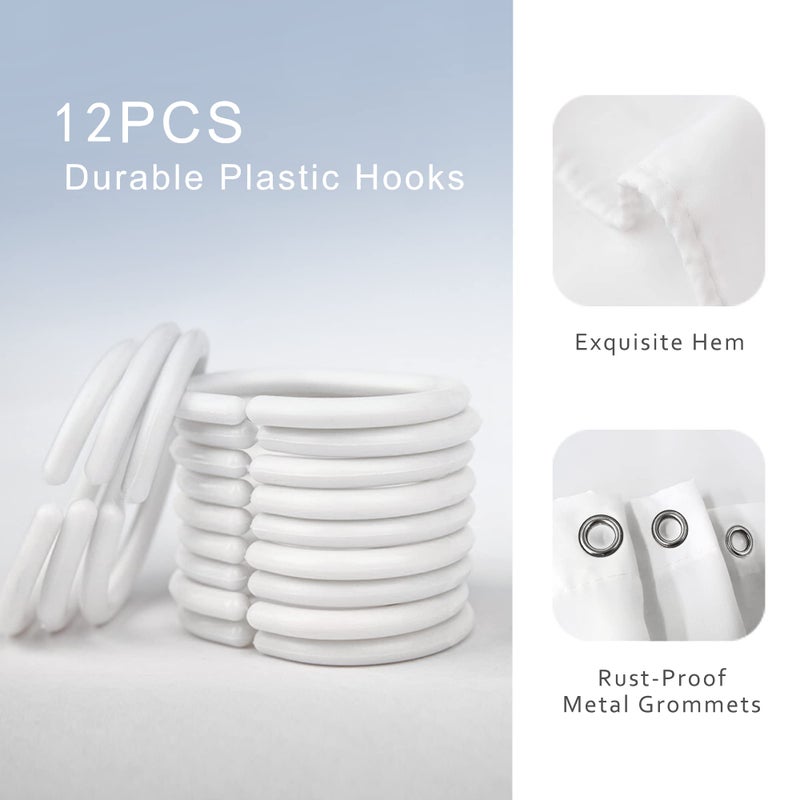 ريديكور Riyidecor المحيط الحوت الأطفال الستار دش الستار 60wx72H بوصة تحت الماء كربون حيوان الأخطبوط القناديل البحر الحياة البحر لطيف اللون الأزرق الأزرق السلحفاة الحمام ديكور النسيج البوليستر مقاوم للماء 12 حزمة السنانير - Image 4