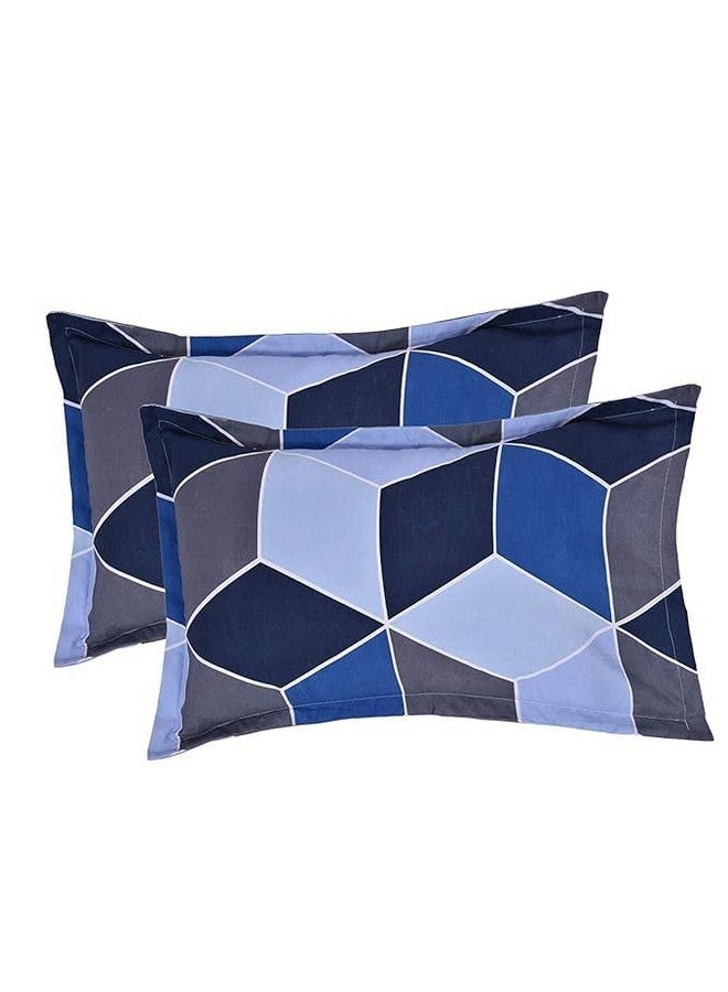 HOUSE FOX Zipper Glace Cotton Pillow Covers/Cases/Protectors (NOT Pillow) Set of 2 Pair Or 4 Pcs,Size -18x28inch with Zip/Chain (Geometric Blue, Standard) - Image 3