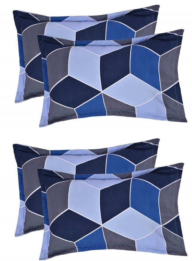 HOUSE FOX Zipper Glace Cotton Pillow Covers/Cases/Protectors (NOT Pillow) Set of 2 Pair Or 4 Pcs,Size -18x28inch with Zip/Chain (Geometric Blue, Standard) - Image 1