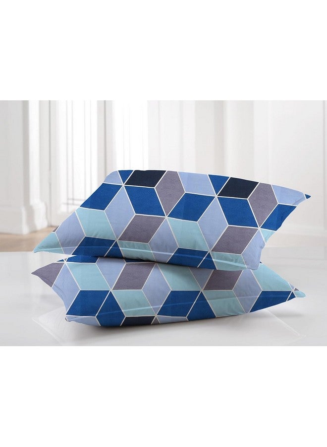 HOUSE FOX Zipper Glace Cotton Pillow Covers/Cases/Protectors (NOT Pillow) Set of 2 Pair Or 4 Pcs,Size -18x28inch with Zip/Chain (Geometric Blue, Standard) - Image 4