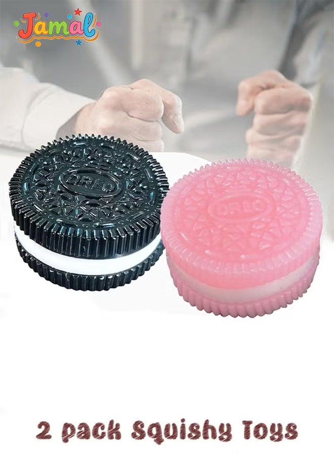 Jamal Squishy Biscuit Stress Relief Toy 2PCS Set Pinch Decompression Realistic Sandwich Design Fidget Toy for Anxiety Relaxation Office Desk Accessory Daily Use Gift - Image 1