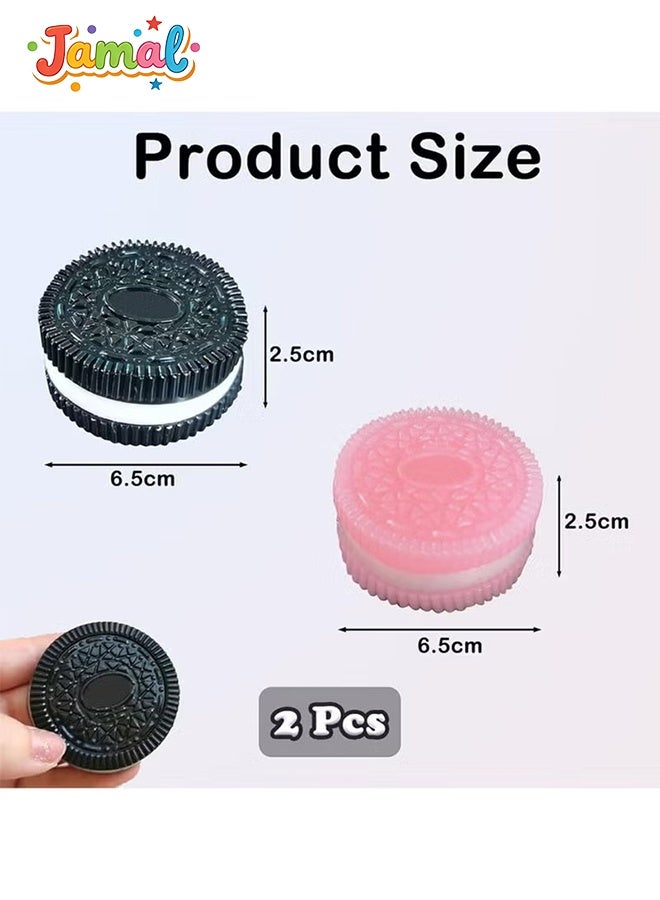 Jamal Squishy Biscuit Stress Relief Toy 2PCS Set Pinch Decompression Realistic Sandwich Design Fidget Toy for Anxiety Relaxation Office Desk Accessory Daily Use Gift - Image 2