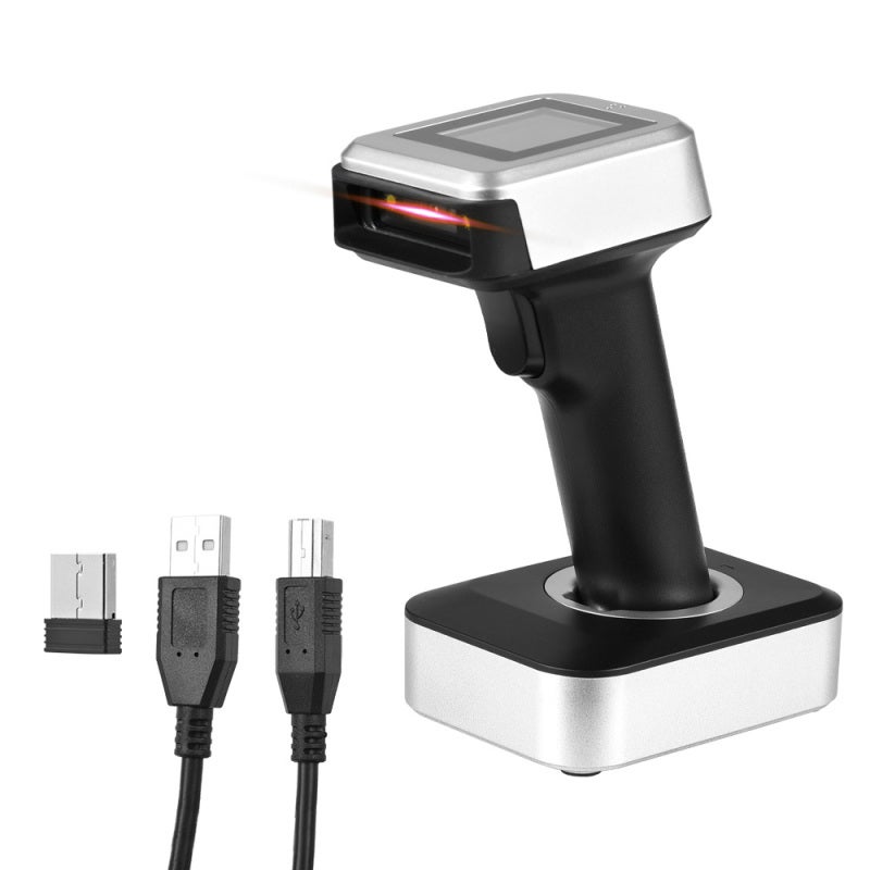 Wireless Barcode Scanner: 2D QR Code Scanner With 1.8" TFT Color LCD Screen, 3-In-1 BT&2.4G&USB Connections, 1800mAh Rechargeable Battery For Laptops, PCs, Mobile Devices - Image 1