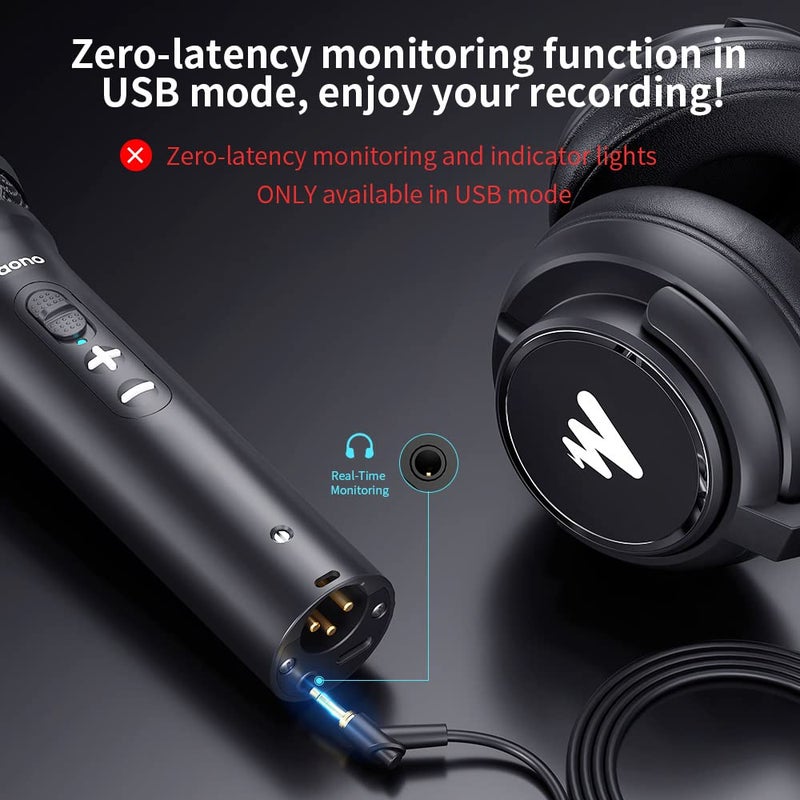 MAONO USB/XLR Podcast Dynamic Microphone, Studio Mic Kit with Volume Control, Shock Mount, Pop Filter, Ideal for Vocal, Instruments Recording, Voice Over, Live Streaming (HD300T) - Image 4