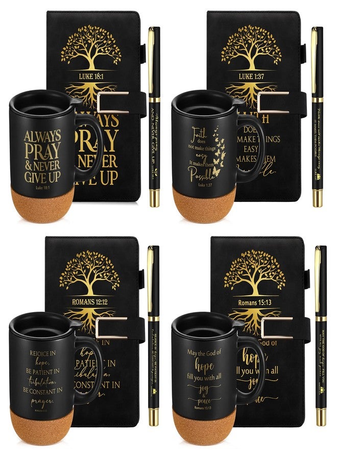 FillTouch 4 Set Inspirational Easter Christian Gifts for Men 15 oz Bible Verse Ceramic Coffee Mug A5 Journal Ballpoint Pen Religious Gift Set for Church Teacher Husband Dad - Image 1