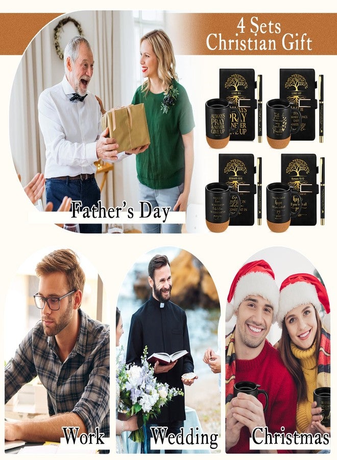 FillTouch 4 Set Inspirational Easter Christian Gifts for Men 15 oz Bible Verse Ceramic Coffee Mug A5 Journal Ballpoint Pen Religious Gift Set for Church Teacher Husband Dad - Image 5