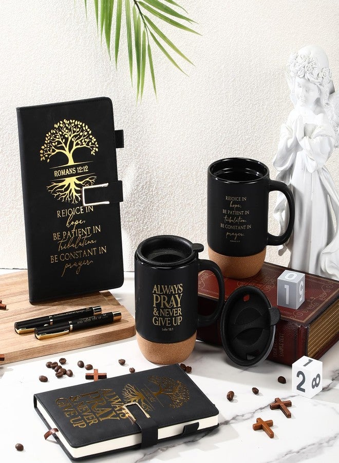 FillTouch 4 Set Inspirational Easter Christian Gifts for Men 15 oz Bible Verse Ceramic Coffee Mug A5 Journal Ballpoint Pen Religious Gift Set for Church Teacher Husband Dad - Image 4