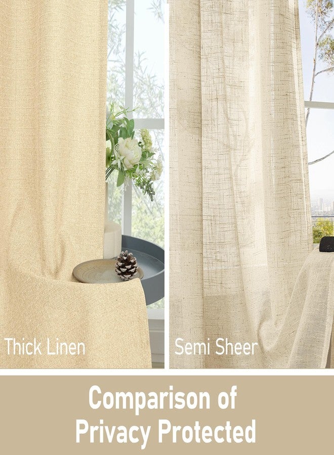LAMIT Sand Linen Curtains for Living Room 84 Inch Length 2 Panels, No See Through Thick Window Drapes Light Filtering Privacy Linen Textured Panels with Grommet for Bedroom, 52 x 84 Inch - Image 4