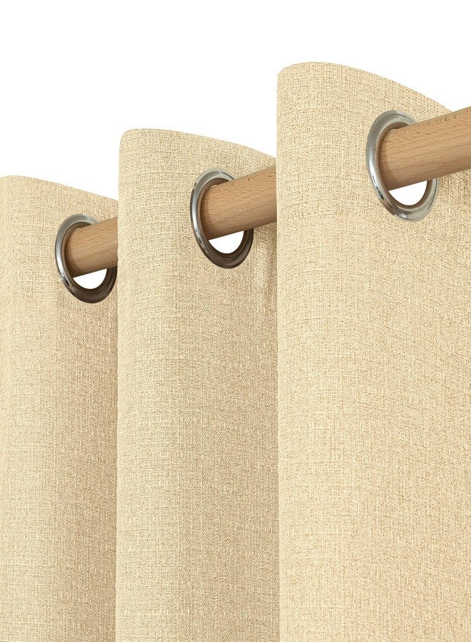 LAMIT Sand Linen Curtains for Living Room 84 Inch Length 2 Panels, No See Through Thick Window Drapes Light Filtering Privacy Linen Textured Panels with Grommet for Bedroom, 52 x 84 Inch - Image 2