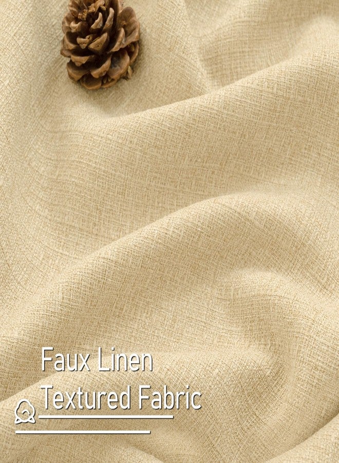 LAMIT Sand Linen Curtains for Living Room 84 Inch Length 2 Panels, No See Through Thick Window Drapes Light Filtering Privacy Linen Textured Panels with Grommet for Bedroom, 52 x 84 Inch - Image 3