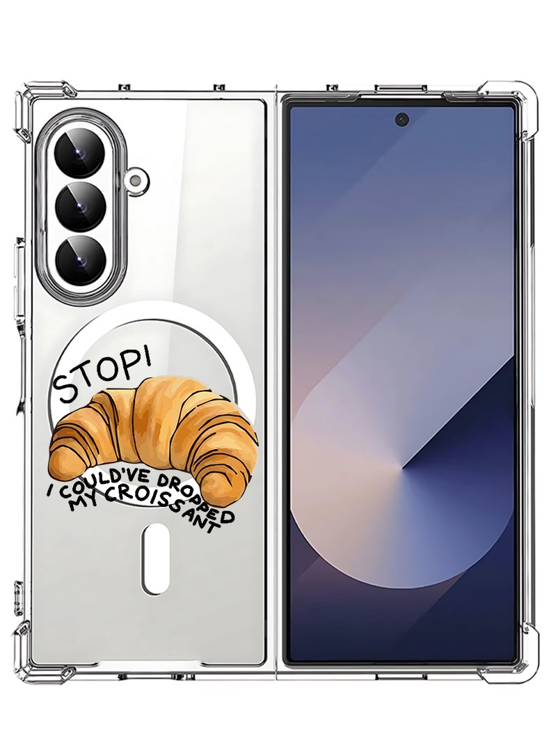 Theodor Magnetic Case for Samsung Galaxy Z Fold 7 Compatible with MagSafe Wireless Charging, Shockproof Phone Bumper Cover Croissant B - Image 1