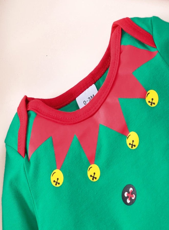 RETSUGO Newborn Elf Cloth Set for Baby Boys Girls Christmas Outfit Stripe Xmas Clothing Infant Christmas Clothes Sets My First Xmas Outfit Long Sleeve 3pcs Set 610 6-12 Months - Image 2