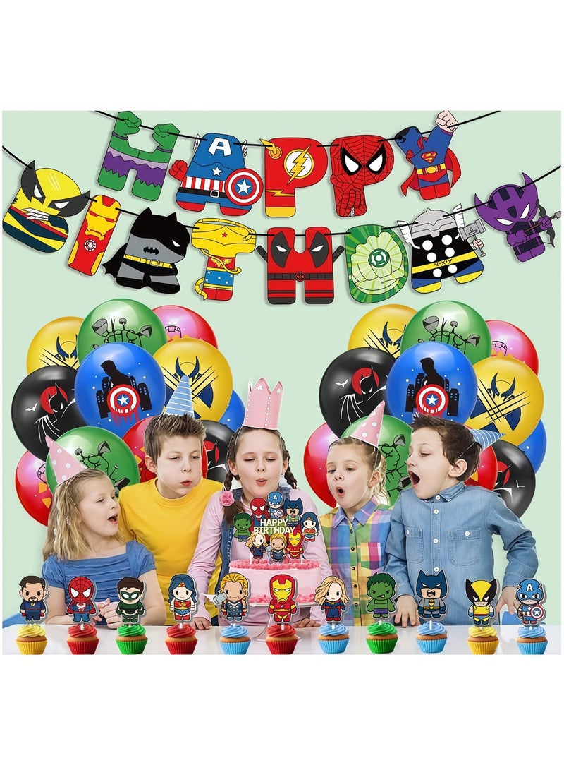 Balloon World Spider Man Balloon Garland Set with Happy Birthday Banner,Cake Topper,Perfect for Graduation Baby Shower Birthday Bachelorette Party Backdrop Decoration,Suitable for Indoor and Outdoor - Image 1
