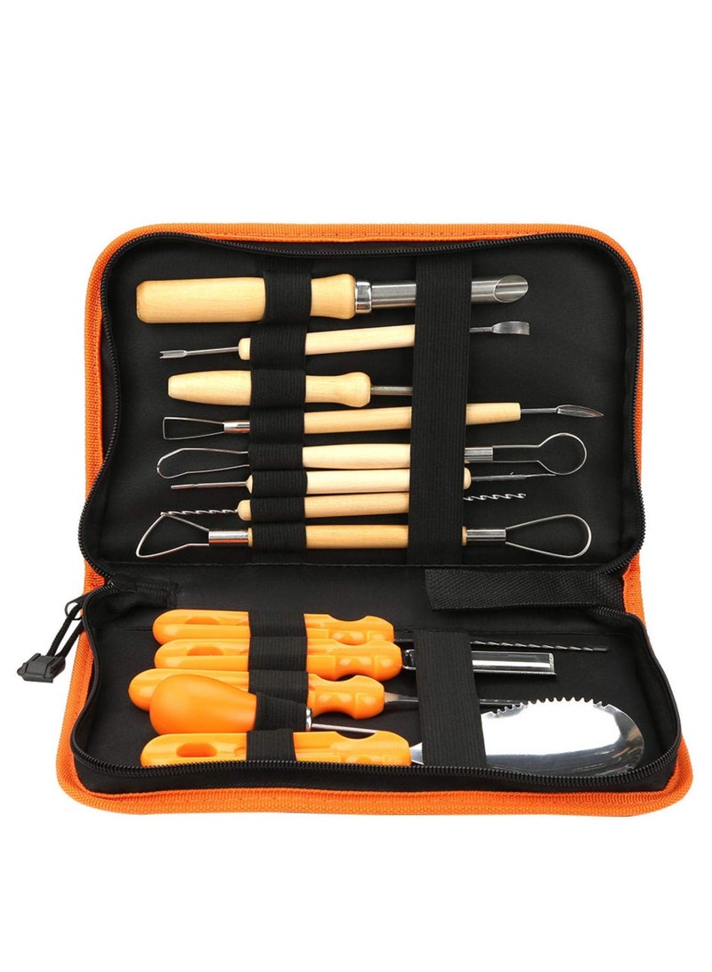 SYOSI Pumpkin Carving Tools 13PCS Sharp Manual Sculpt Pumpkin Lantern Carving Kit with Storage Bag Professional Pumpkin Cutting Supplies Tools Kit - Image 1