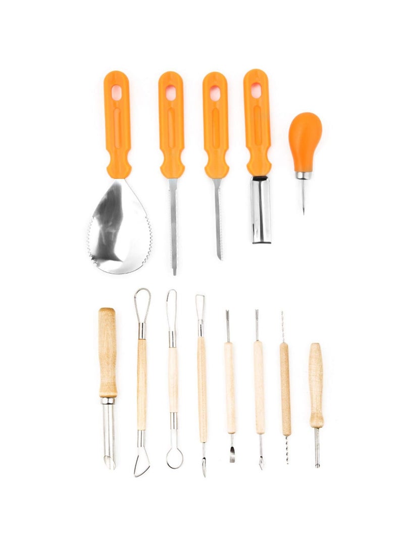 SYOSI Pumpkin Carving Tools 13PCS Sharp Manual Sculpt Pumpkin Lantern Carving Kit with Storage Bag Professional Pumpkin Cutting Supplies Tools Kit - Image 4