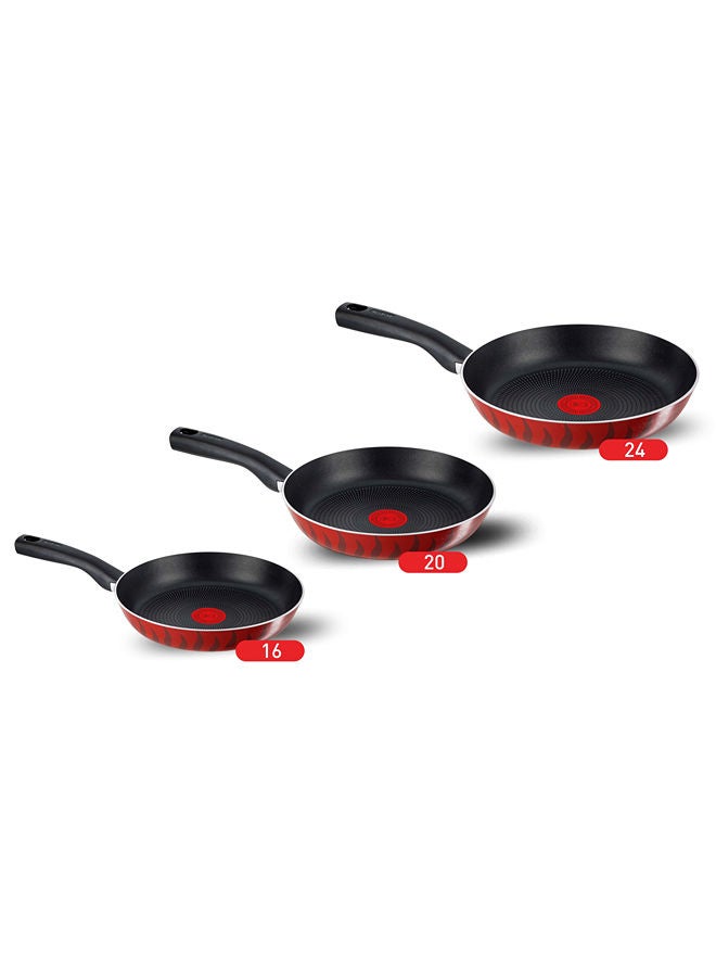 Tefal 3 Piece Set Of Fry Pan 16-20-24 Cm -Red Red - Image 1