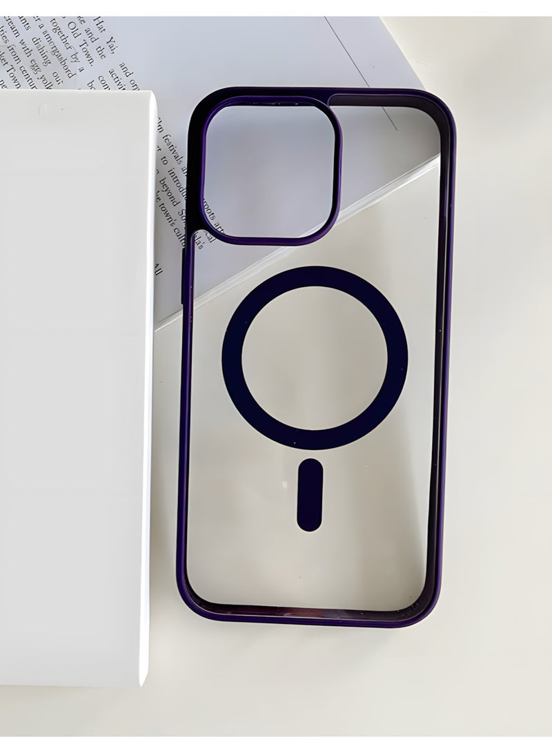 Magsafe Case for iPhone 16 Pro Max Magsafe Clear Cover Magnetic Wireless Charging Support, Shockproof Protection, Scratch-Resistant for iPhone 16 Pro Max - Purple - Image 3