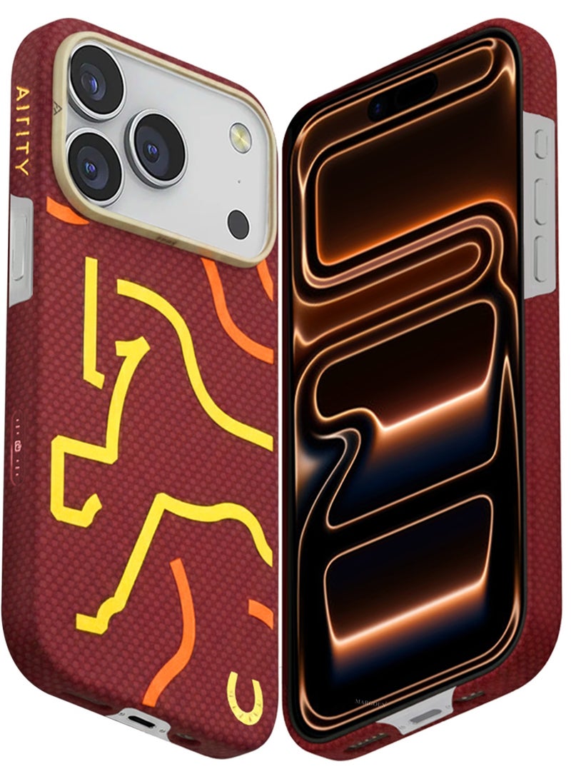 AIRITY Horse Style Bamboo Fiber Protective Case for iPhone 17 Pro Max– Ultra Durable, Lightweight & Premium Design with Screen Protector Red Yellow - Image 4