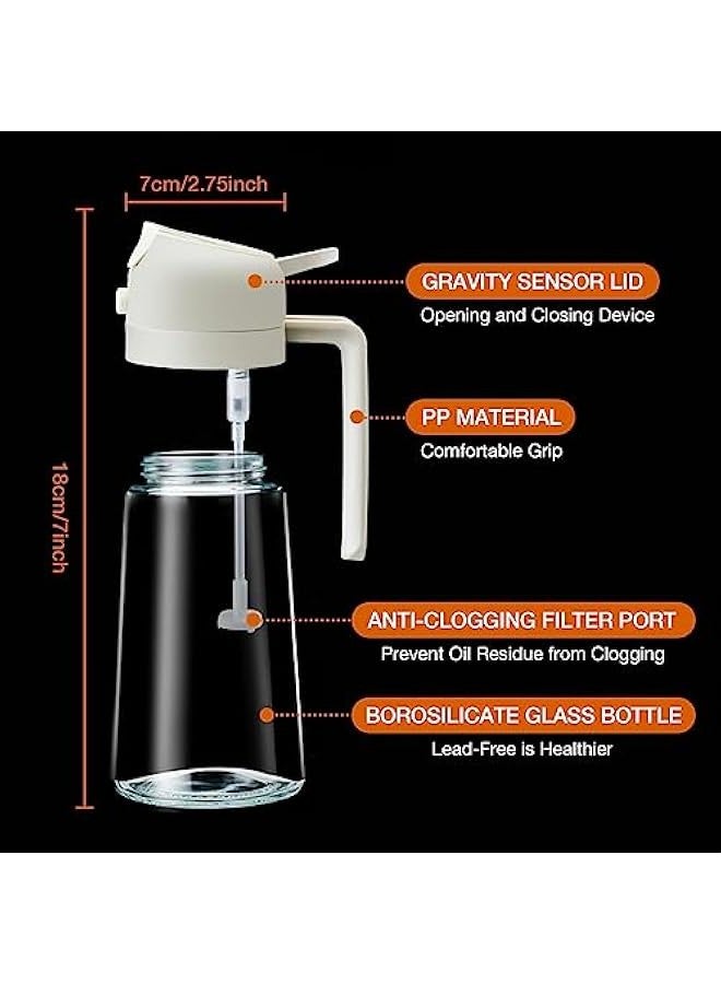 OCTOBER Oil Sprayer for Cooking, 2 in 1 Olive Oil Dispenser Bottle for Kitchen, 16oz/470ml Premium Glass Oil Bottle, Food-grade Oil Mister for Air Fryer, Salad, Frying, BBQ (Creamy White) - Image 4