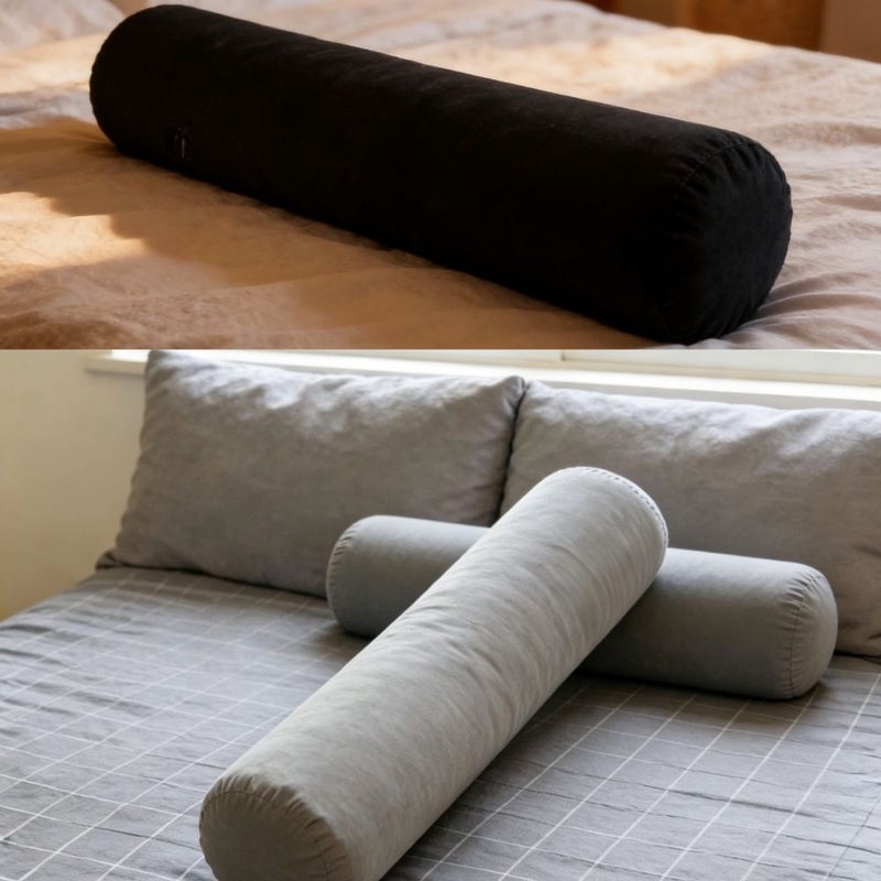 1pc Black Yoga Bolster Pillow Cylindrical Soft Cushion For Pre Sleep Stretching Post Sitting Relaxation Yoga Assistance Joint Support Muscle Soothing - Image 5