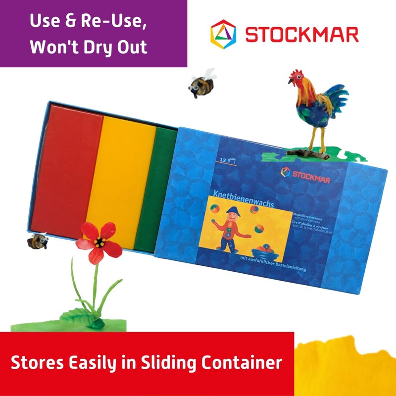 Stockmar Modelling Beeswax - 12 Beeswax Sheets of Assorted Colors - for Kids, Artists Looking for Waldorf Art Supplies, Non Toxic Beeswax, Non Drying Beeswax Modeling Wax for Homeschoolers - Image 3