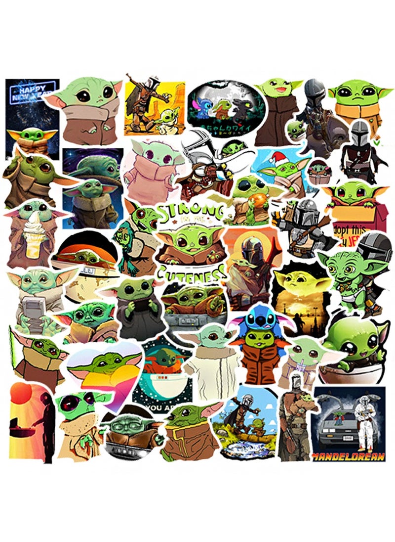 Generic - 50-Piece Baby Yoda Stickers Anime Stickers Waterproof Cartoon Stickers Graffiti Stickers - Image 1