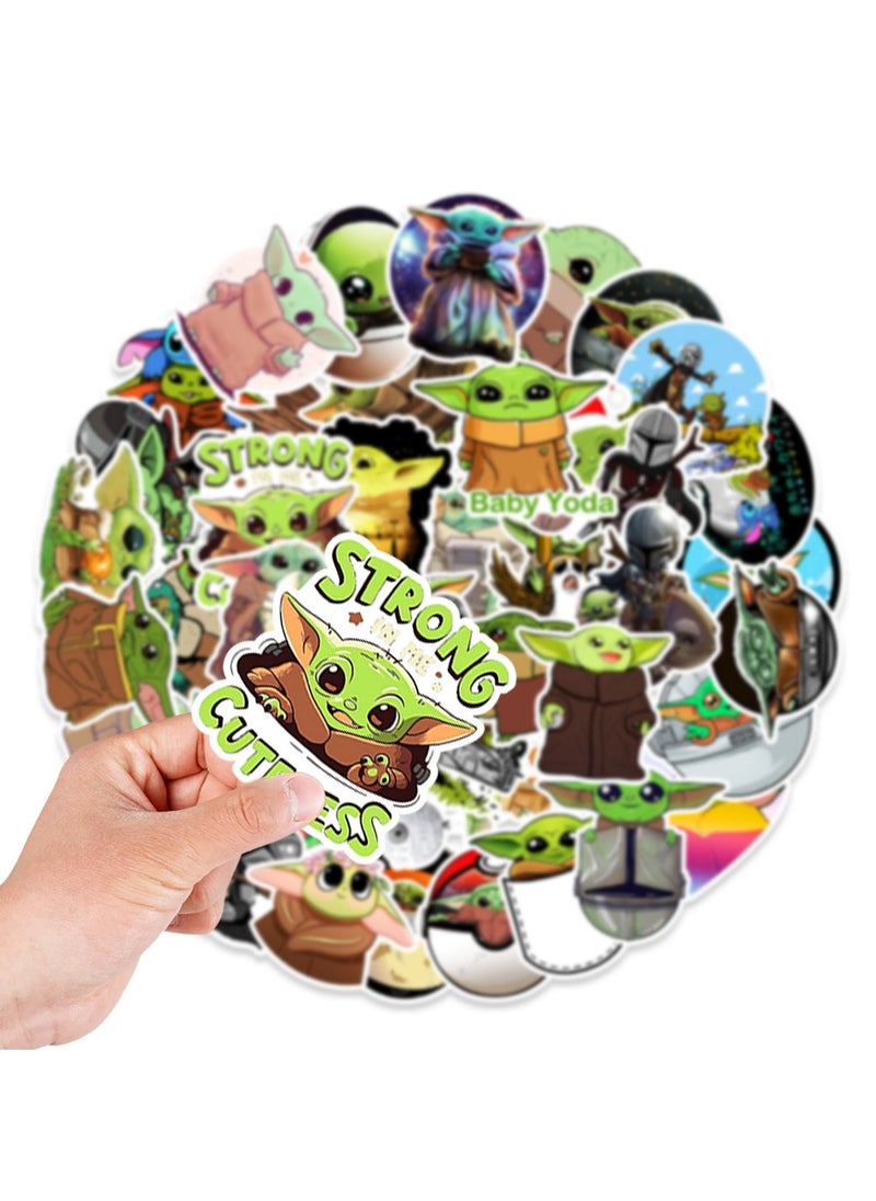 Generic - 50-Piece Baby Yoda Stickers Anime Stickers Waterproof Cartoon Stickers Graffiti Stickers - Image 1