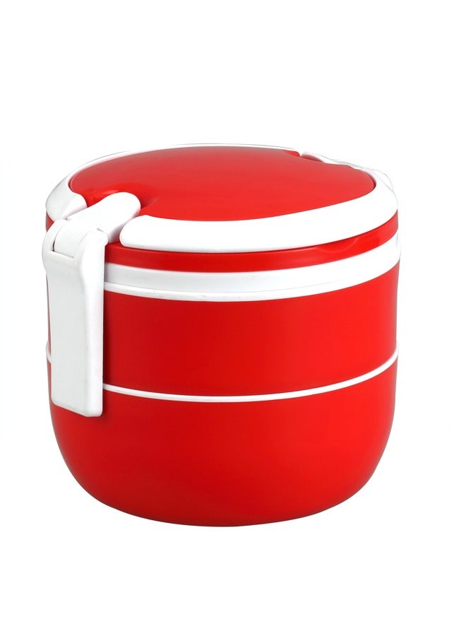YOLO Double Storage Round Tiffin Box with Handle-Red - Image 1