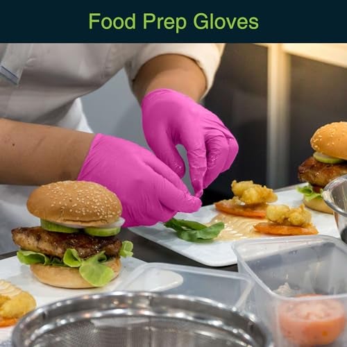 FifthPulse Fuchsia Hot Pink Nitrile Disposable Gloves - 50 Count - 3 Mil Nitrile Gloves Large - Powder and Latex Free Rubber Gloves - Surgical Medical Exam Gloves - Food Safe Cooking Gloves - Image 3
