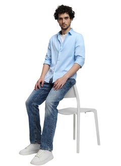 Dennis Lingo Blue Casual Shirt for Men, 100% Cotton, Slim Fit  - Image 2