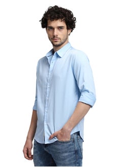 Dennis Lingo Blue Casual Shirt for Men, 100% Cotton, Slim Fit  - Image 5