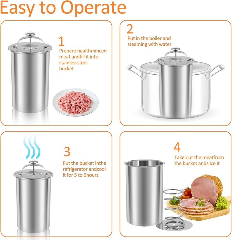 windforgecraft Meat Press Cooker Stainless Steel Ham Press Maker Multifunctional Meat Press Marker with Thermometer &15 Zipper Sandwich Bags Reusable Deli Meat Press for Making Homemade Deli Meat - Image 3