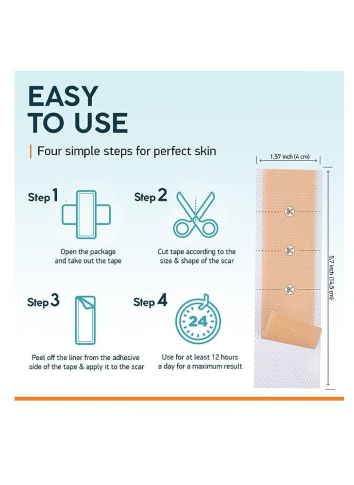 Nuvadermis - NUVADERMIS Silicone Scar Sheets - Dermatologically Tested - For Surgery, Keloid, C-Section Scars - 4 Pack - Image 1