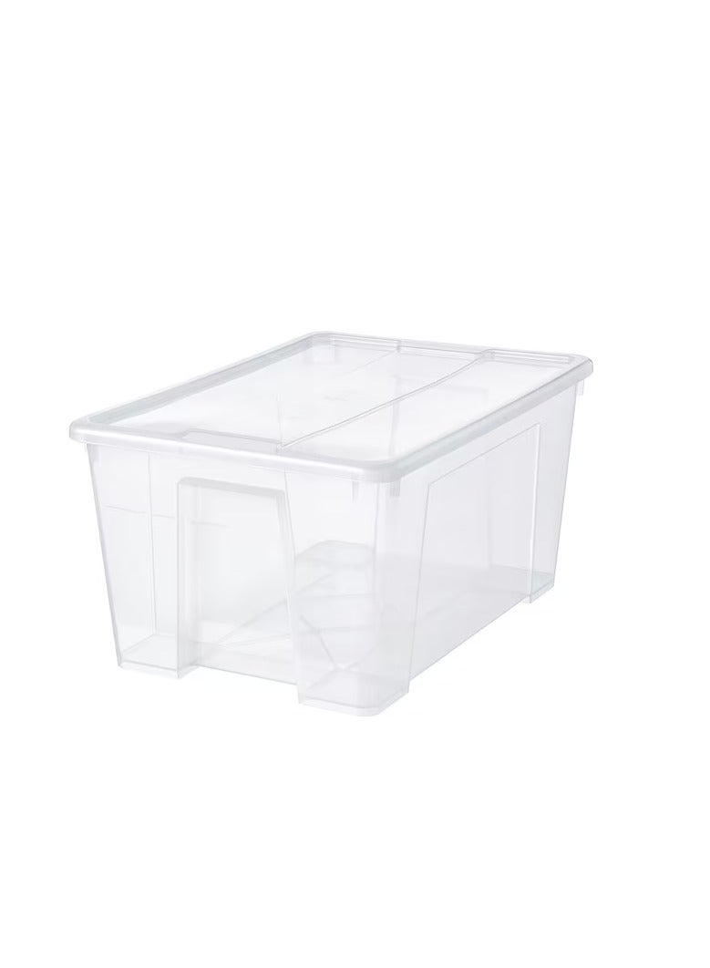 SAMLA Box with lid, transparent, 57x39x28 cm/45 l