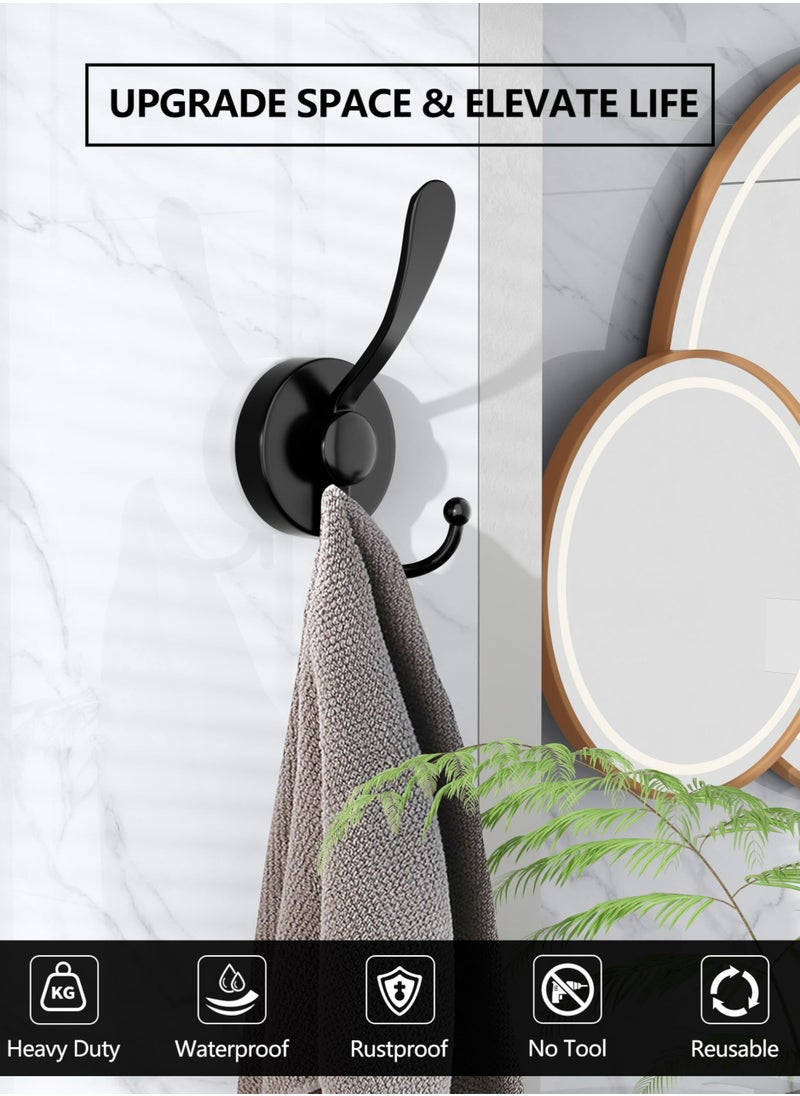 Dominy Suction Cup Hooks, 2 Pack Heavy Duty Shower Hooks for Inside Shower, No Drill Towel Hooks for Bathroom Wall, Kitchen, Glass, Mirror, Tile to Hang Towels, Robes, Loofah - Matte Black  - Image 5