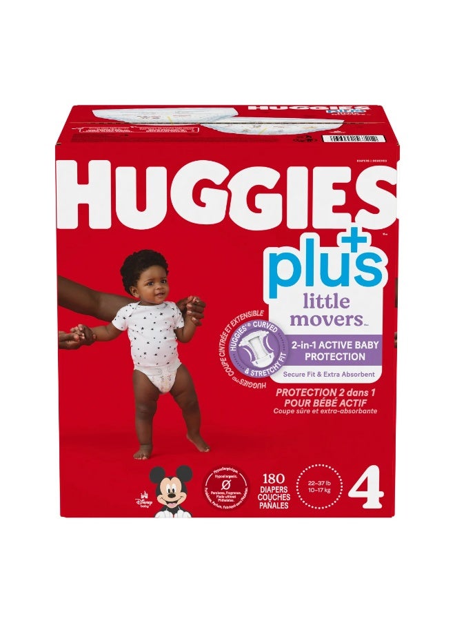 HUGGIES 180-Piece Little Snugglers Plus With 2 in 1 Skin Protect Limited Edition Baby Diapers Size 4 - Image 1