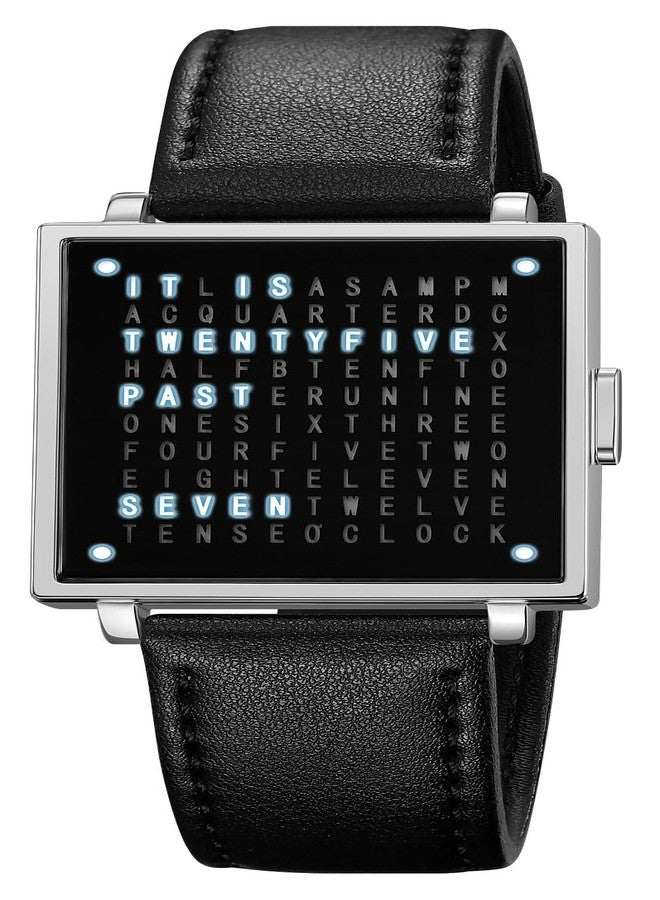 Gosasa Square Men's Luxury Watches Fashion Creative Multi - Functional Waterproof Wristwatch, Gold and Silver - Toned Leather Strap Gifts for Men, A Silver Leather, Minimalist - Image 1