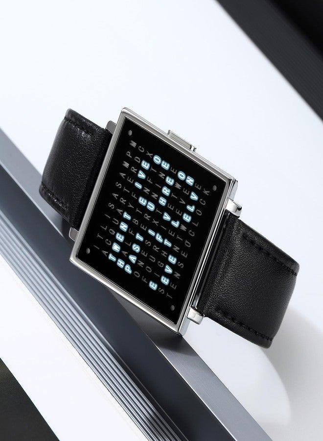 Gosasa Square Men's Luxury Watches Fashion Creative Multi - Functional Waterproof Wristwatch, Gold and Silver - Toned Leather Strap Gifts for Men, A Silver Leather, Minimalist - Image 2