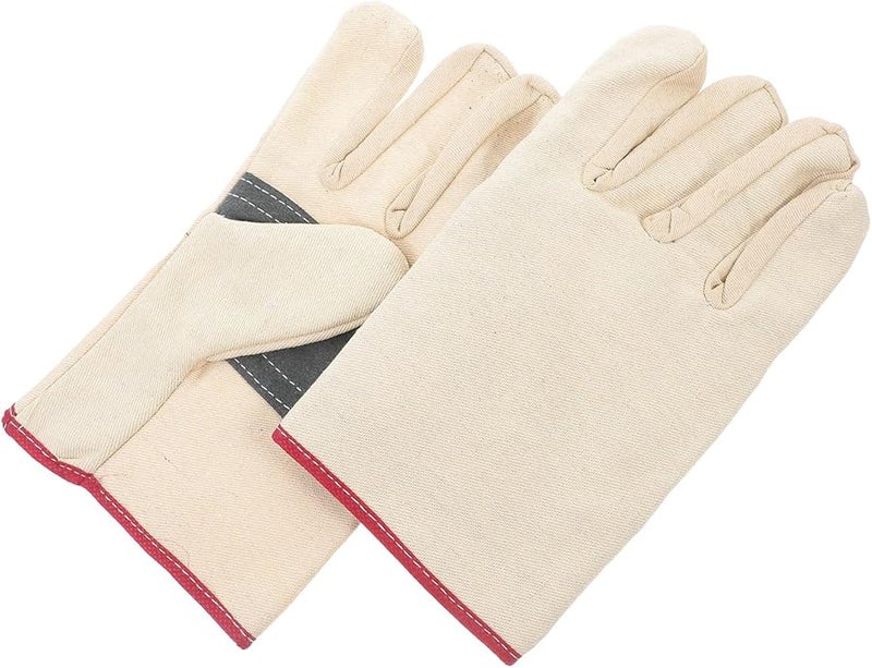 قفازات عمل واقية مزدوجة الطبقات سميكة للرجال متينة من قماش القنب والجلد مقاومة للبلى للسلامة الصناعية - Image 1