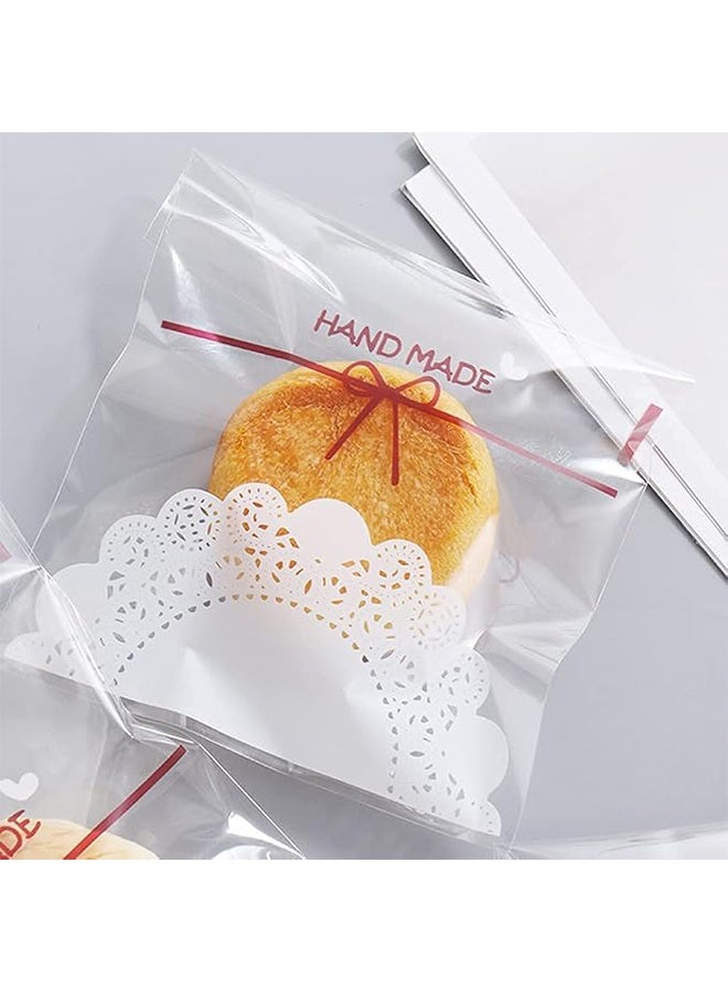 200 PCS Self Adhesive Plastic Cookie Bags, Bowknot Clear Treat Bags for Cookies Candy Biscuits, Perfect for Bakery DIY Favors and Holiday Gift Packaging - Image 4
