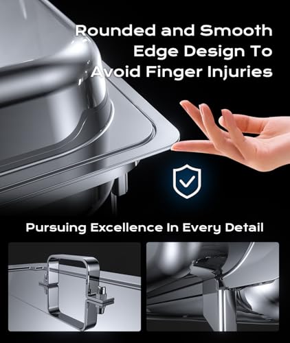 Tatakoii Chafing Dishes for Buffet 4 Pack, [Ultrasonic Mirror Polishing] Chafing Dish Buffet Set 9QT, [Rolled Edge Finger Protection] Buffet Servers and Warmers for Any Party, Wedding, Birthday and Hotel - Image 4
