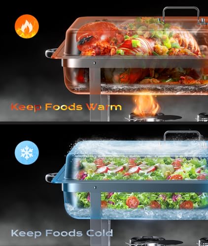 Tatakoii Chafing Dishes for Buffet 4 Pack, [Ultrasonic Mirror Polishing] Chafing Dish Buffet Set 9QT, [Rolled Edge Finger Protection] Buffet Servers and Warmers for Any Party, Wedding, Birthday and Hotel - Image 3
