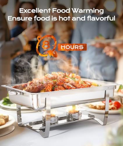 Tatakoii Chafing Dishes for Buffet 4 Pack, [Ultrasonic Mirror Polishing] Chafing Dish Buffet Set 9QT, [Rolled Edge Finger Protection] Buffet Servers and Warmers for Any Party, Wedding, Birthday and Hotel - Image 2